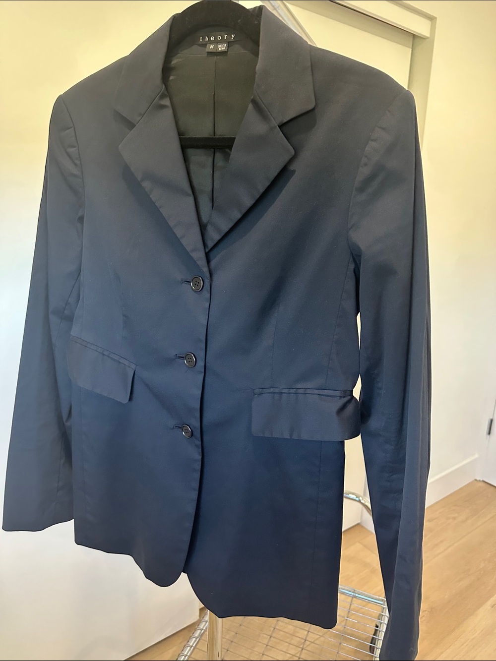 Theory Navy Three-Button Tailored Blazer